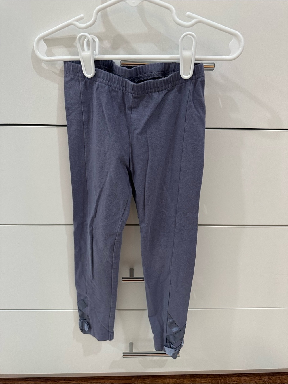 Janie and Jack Girls' Navy Blue Pull-On Leggings with Bow Hem Size 5